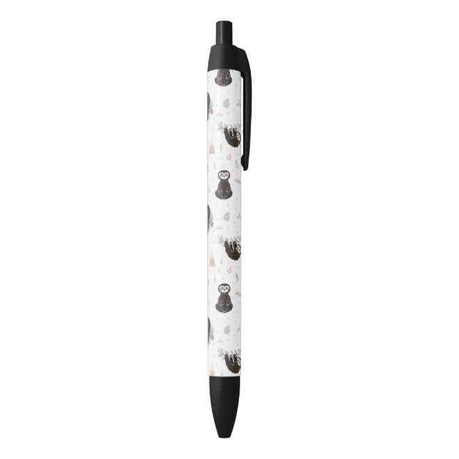 Sleepy Sweet Sloth Pattern Black Ink Pen (Bottom (Vertical))