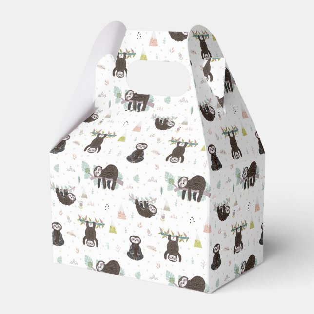 Sleepy Sweet Sloth Pattern Favour Box (Front Side)