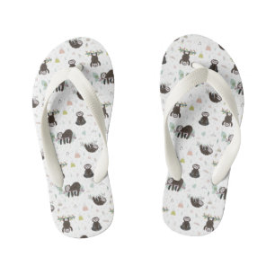 Sleepy Sweet Sloth Pattern Kid's Flip Flops