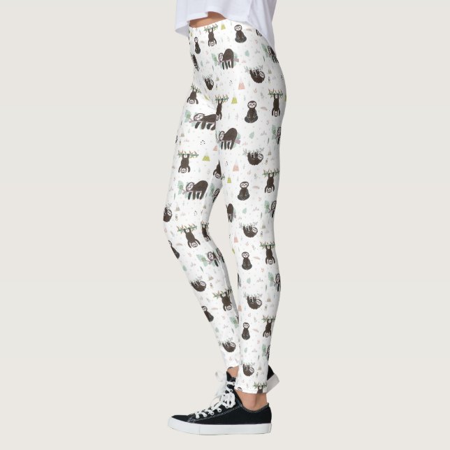 Sleepy Sweet Sloth Pattern Leggings (Left)