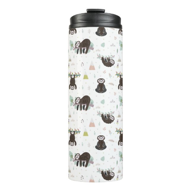 Sleepy Sweet Sloth Pattern Thermal Tumbler (Front)