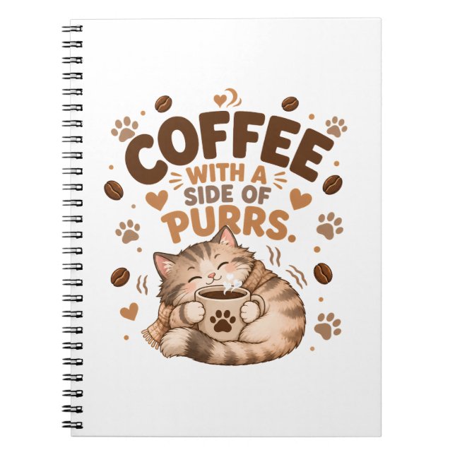 Sleepy Tabby Cat Coffee Lover Spiral Notebook (Front)
