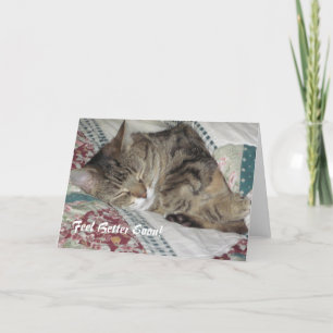 Sleepy Tabby Cat  Get Well Greeting Card
