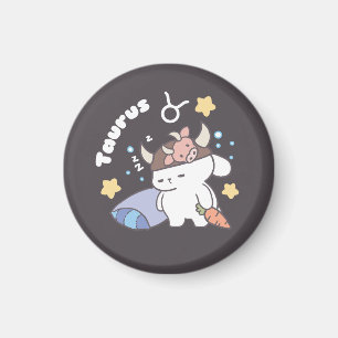 Sleepy Taurus Bunny Pattern - Zodiac Magnet