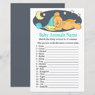 Sleepy teddy bear Baby Animals Name Game
