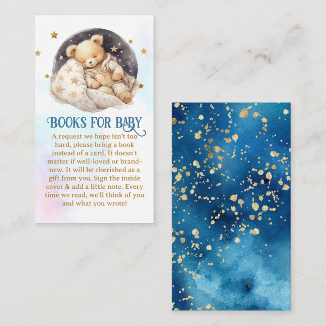 Sleepy Teddy Bear Baby Shower Book Request Enclosure Card (Front/Back)