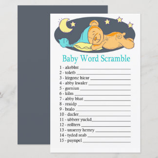 Sleepy teddy bear Baby word scramble game