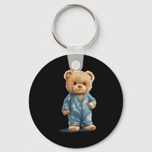 Sleepy Teddy Bear In Comfy Pajamas For Boys And Gi Key Ring