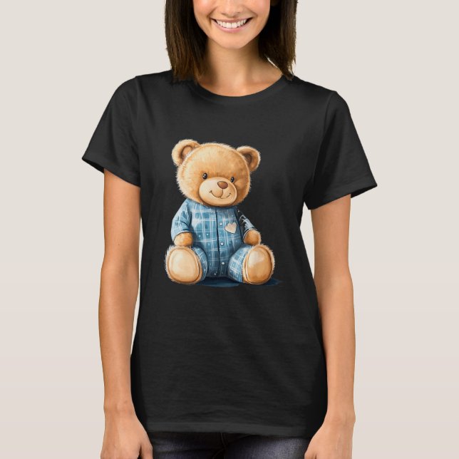 Sleepy Teddy Bear In Cute Pajama Outfit  T-Shirt (Front)