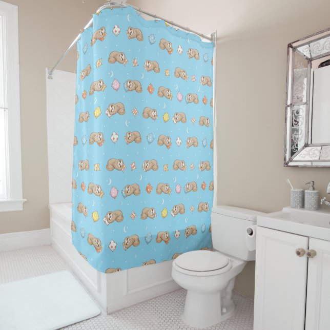 Sleepy Time Sloth Pattern Shower Curtain (In Situ)