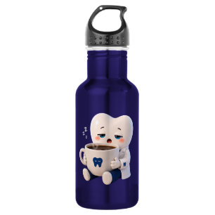 Sleepy Tooth Drinking Coffee Funny Dentist Water B 532 Ml Water Bottle