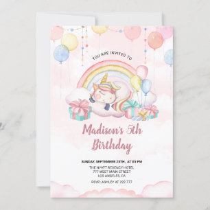 Sleepy Unicorn Birthday Invitation