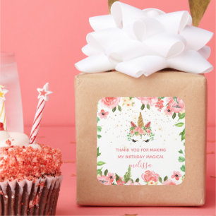 sleepy unicorn blush floral thank you Sticker