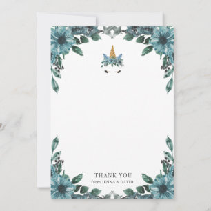 sleepy unicorn floral Baby Shower Thank You Card