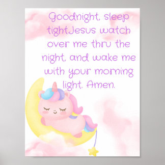 Sleepy unicorn prayer Poster