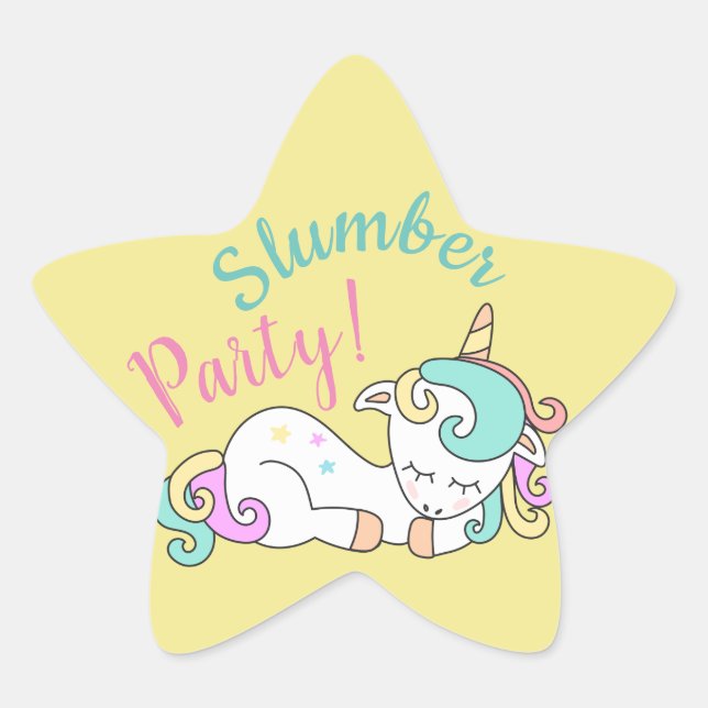 Sleepy Unicorn Slumber Party Stickers Personalised (Front)