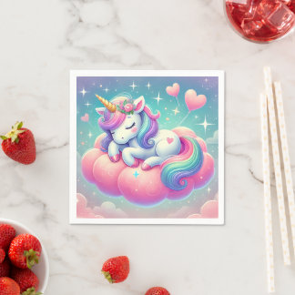 Sleepy Unicorne Valentine's Day Gift Throw Pillow Napkin