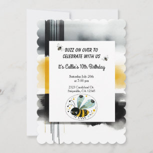 Sleepy Whimsical Bee Birthday Party Invitation