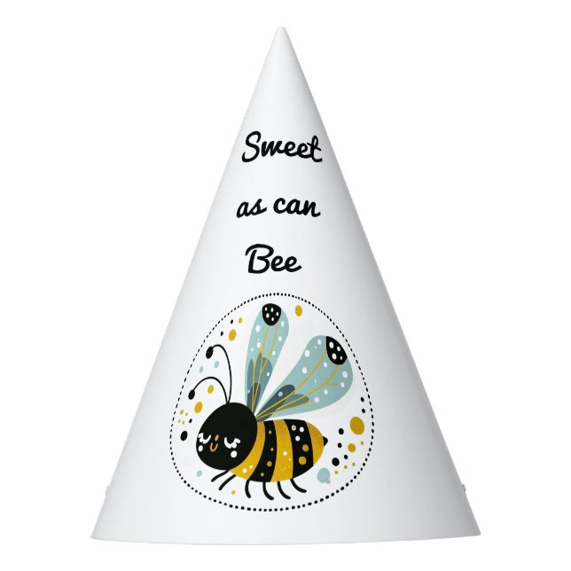 Sleepy Whimsical Bee  Party Hat (Front)