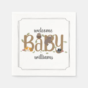 Sleepy Woodland Animals Baby Shower Napkin