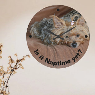 Sleepy Yorkshire Terrier Large Clock