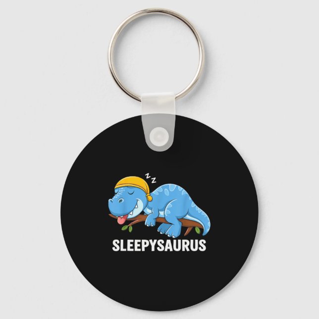 Sleepysaurus Dinosaur Pajama Sleeng  Key Ring (Front)