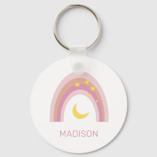 'Sleepytime Rainbow', Girls Cute Boho Pink custom  Key Ring