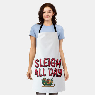 Sleigh All Day Christmas Design Apron