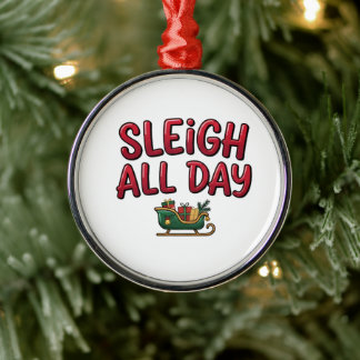 Sleigh All Day Christmas Design Metal Tree Decoration