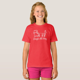 Sleigh All Day Christmas Santa Reindeer Xmas  T-Shirt