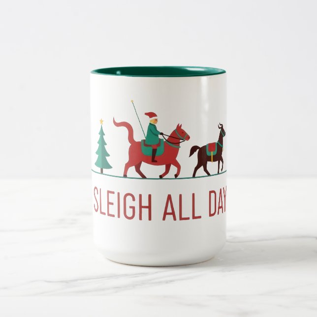 Sleigh All Day Christmas Two-Tone Coffee Mug (Center)
