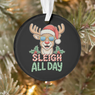Sleigh All Day Cool Reindeer Sunglasses Christmas Ornament