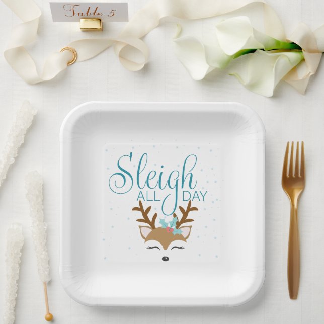 Sleigh All Day Holiday Paper Plates (Wedding)
