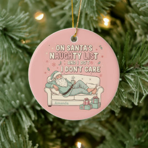 Sleigh All Day Nap All Night Funny Christmas Ceramic Tree Decoration