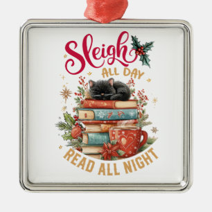 Sleigh All Day Read All Night  Metal Tree Decoration