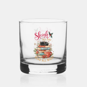 Sleigh All Day Read All Night Whiskey Glass