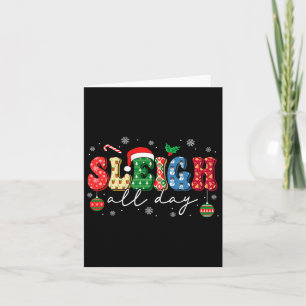 Sleigh All Day Slay Women Christmas Vintage Groovy Card
