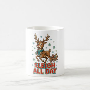 Sleigh All Day Vintage Reindeer Christmas Retro Coffee Mug