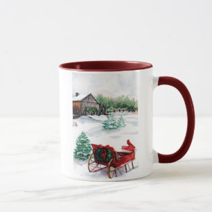 Sleigh and Red Robin Mug