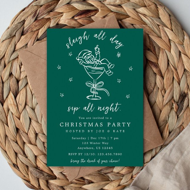 Sleigh and Sip Christmas Party  Invitation (Creator Uploaded)