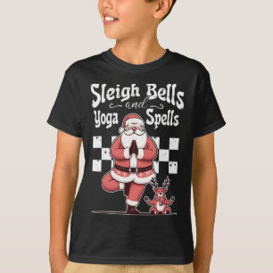 Sleigh Bells And Yoga Spells Christmas Santa Yogi T-Shirt