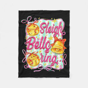 Sleigh Bells Ring Christmas Design For Girls  Fleece Blanket