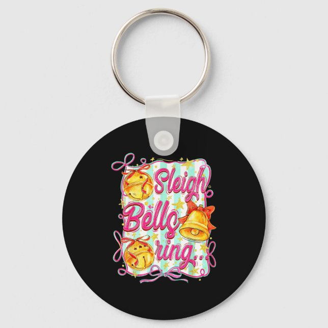 Sleigh Bells Ring Christmas Design For Girls  Key Ring (Front)