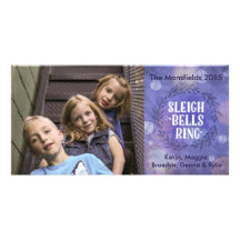 Sleigh Bells Ring- Purple Photo Card Template