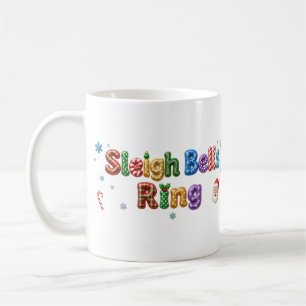 Sleigh Bells Ring Santa Tinsel Snowflake Coffee Mug