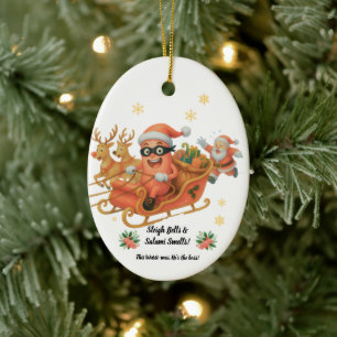 Sleigh Bells & Salami Smells! Ceramic Tree Decoration