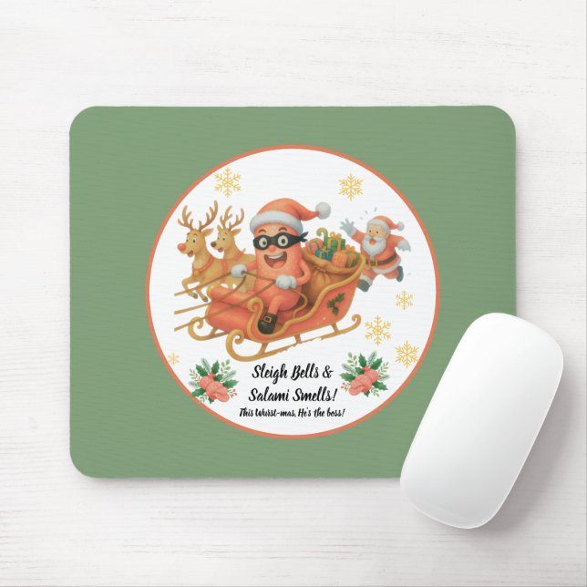 Sleigh Bells & Salami Smells! Mouse Mat (With Mouse)