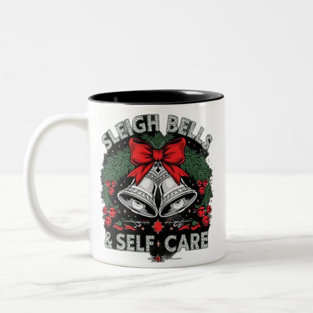 Sleigh Bells & Self Care Two-Tone Coffee Mug (Left)
