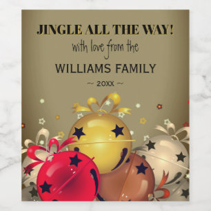 Sleigh Bells Snowflakes Christmas Wine Label