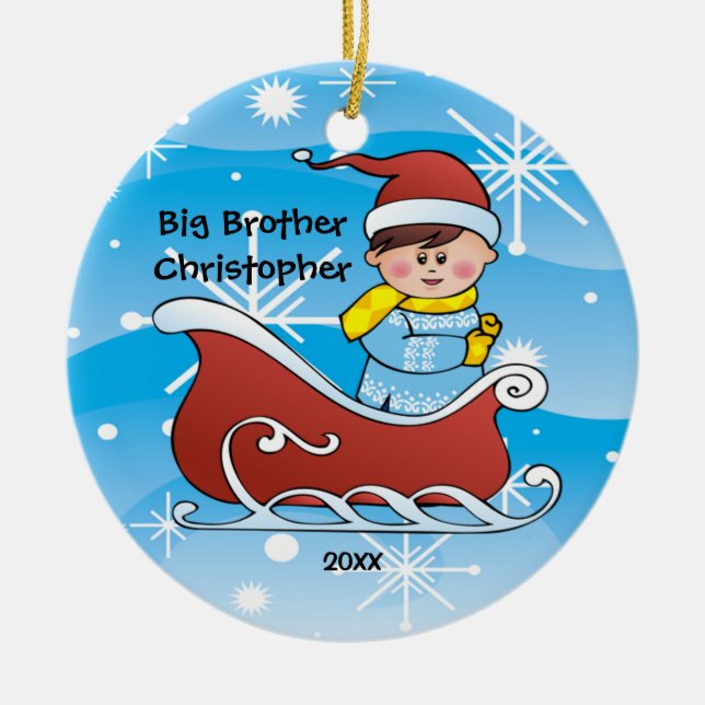 Sleigh Big Brother Christmas Ornament (Front)
